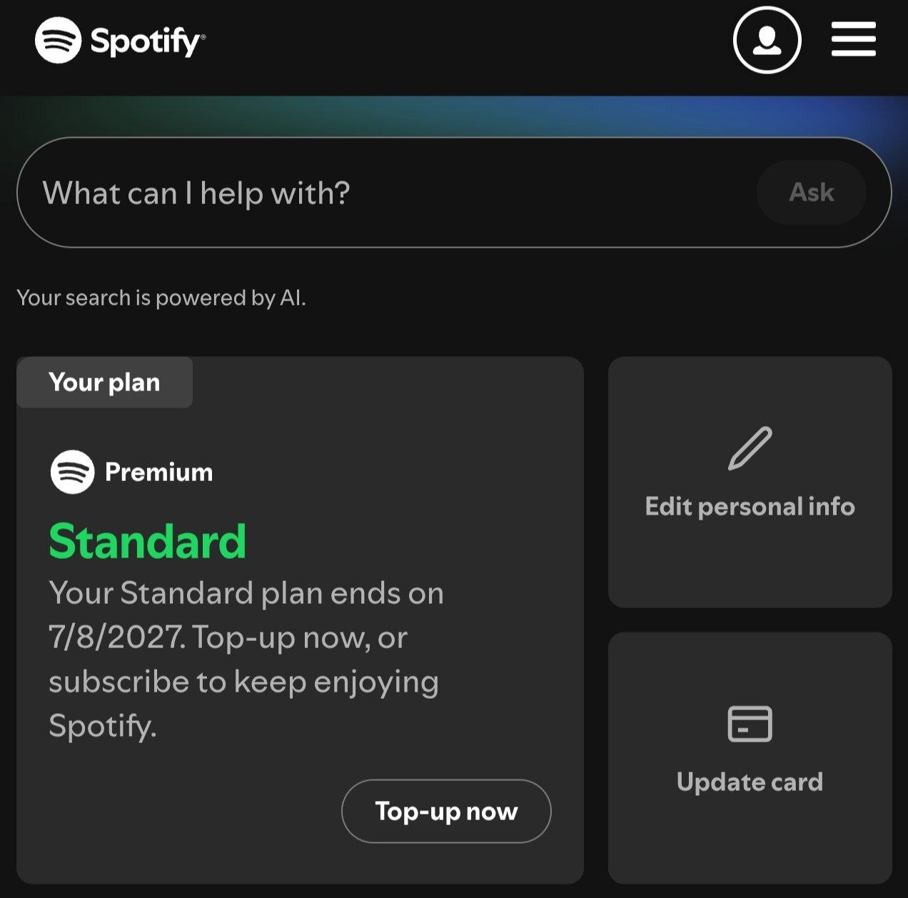 Spotify Premium Standard — 7/8/2027